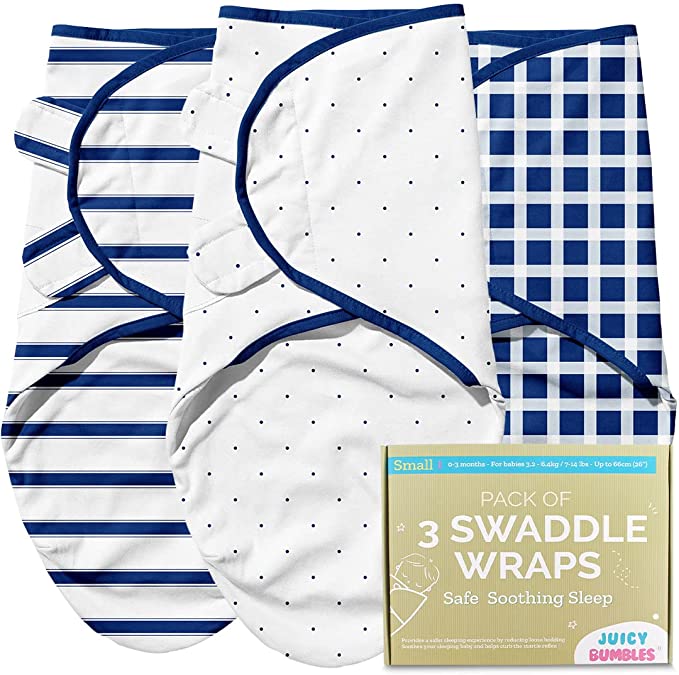 Baby Swaddle Wrap - Pack of 3 Swaddle Blankets - 100% Cotton