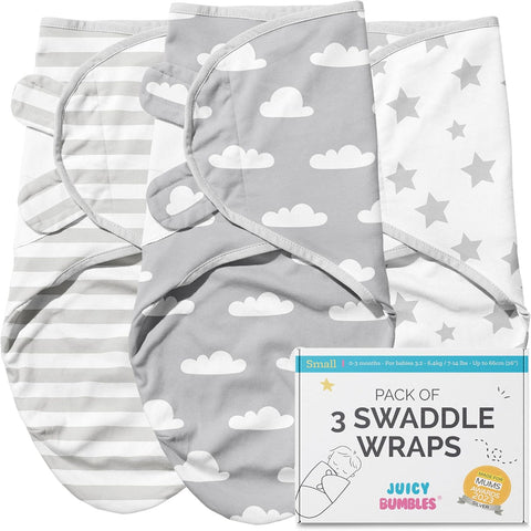 Baby Swaddle Wrap - Pack of 3 Swaddle Blankets Clouds and Stars - OEKO-TEX® STANDARD 100