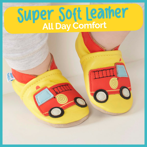 Fire Truck Soft Leather Baby Shoes