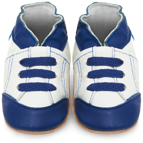 White and Blue Baby Trainers
