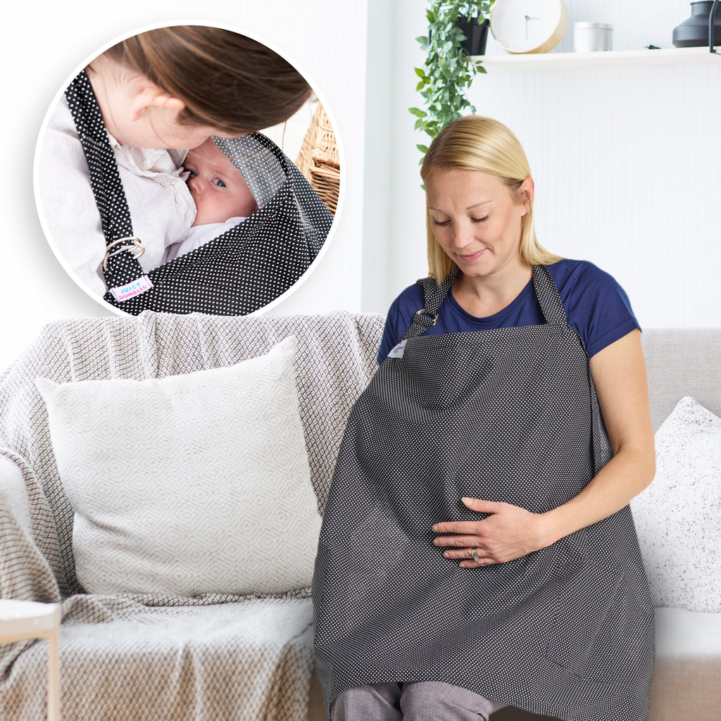 Breastfeeding Nursing Cover Apron Style with Boned Top Black JuicyBumbles