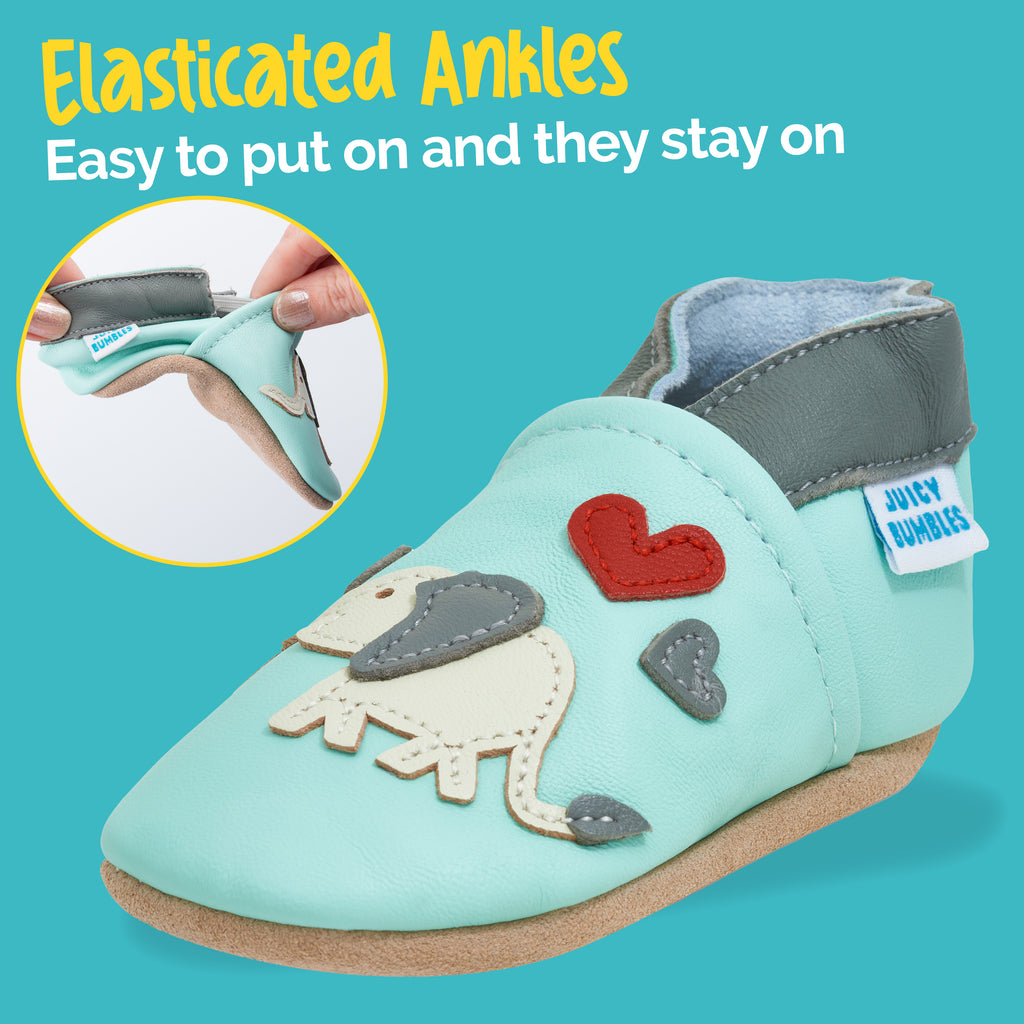 Soft Leather Baby Shoes Elasticated Ankle Elovephant JuicyBumbles