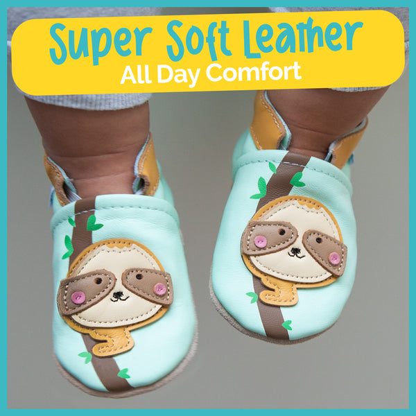 Sloth Soft Leather Baby Shoes