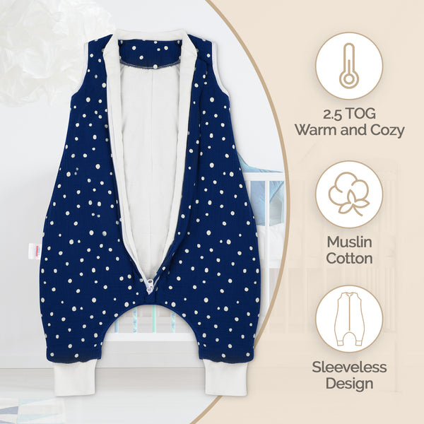 Baby Sleeping Bag with Legs Winter 2.5 Tog - 1 to 4 years Old - Muslin Cotton OEKO-TEX® STANDARD 100