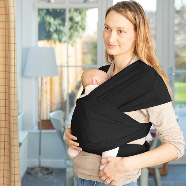 Baby Sling - Baby Wrap Carrier for Newborn to 35 lbs Infant with 3 Carrying Positions - Black