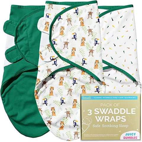Baby Swaddle Wrap - Pack of 3 Swaddle Blankets - 100% Cotton