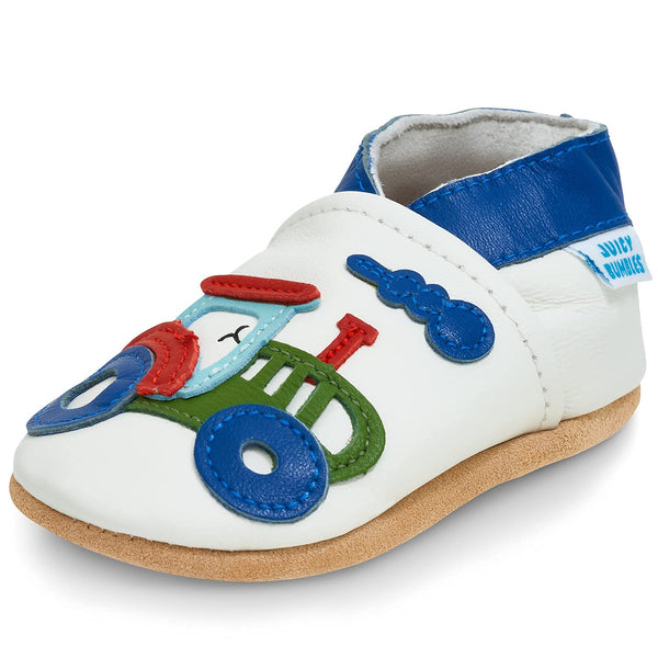 Baby Shoe White Tractor