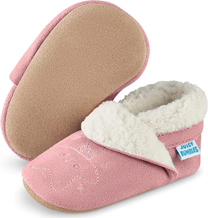 Baby Slippers - Pale Pink Moon and Stars