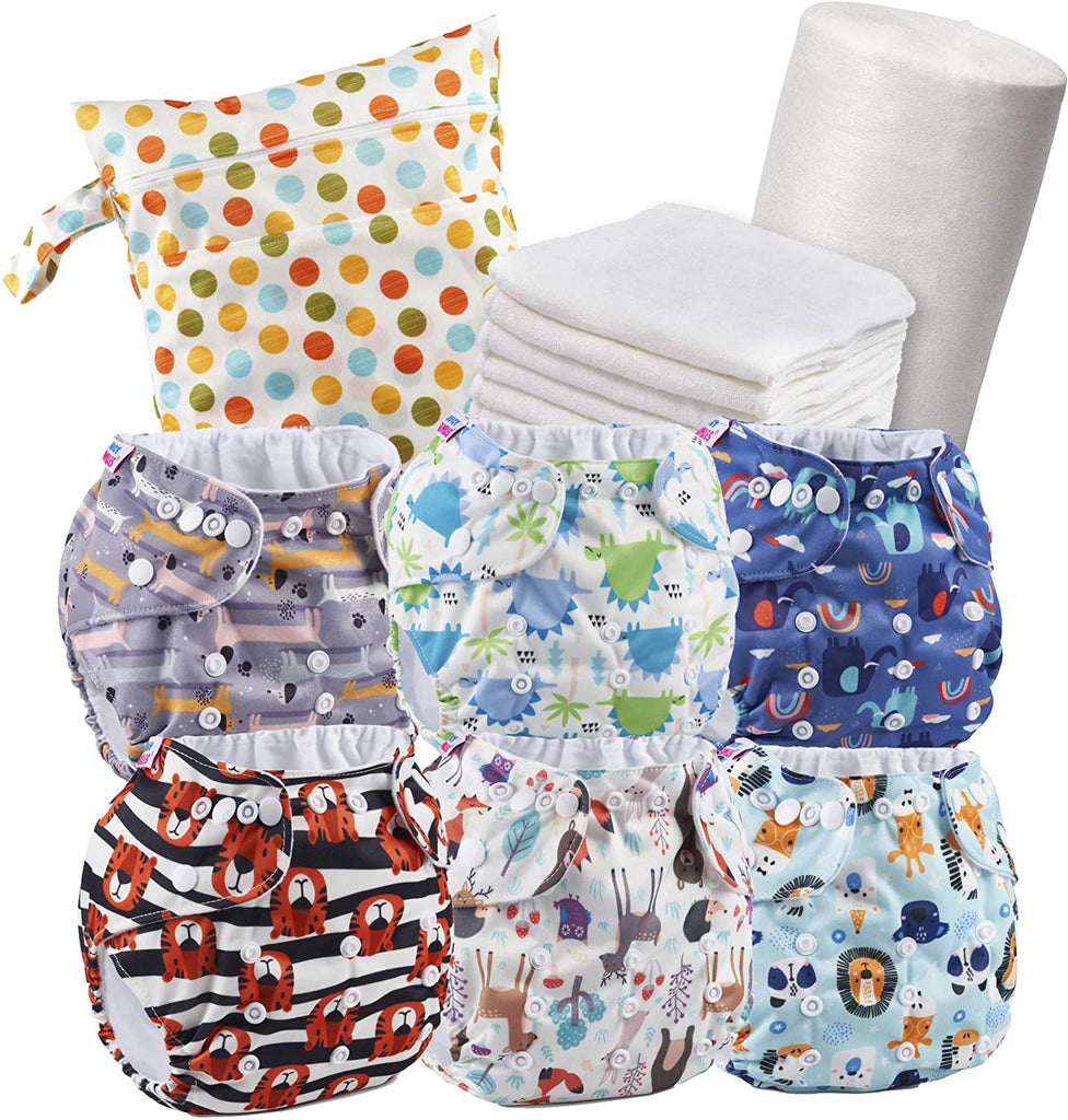 Unisex reusable nappies with animal prints – JuicyBumbles