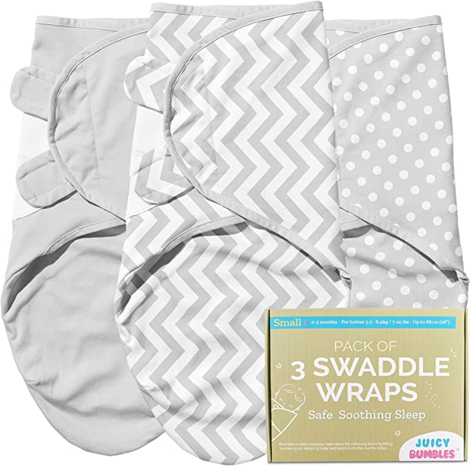 Baby Swaddle Wrap - Pack of 3 Swaddle Blankets - 100% Cotton