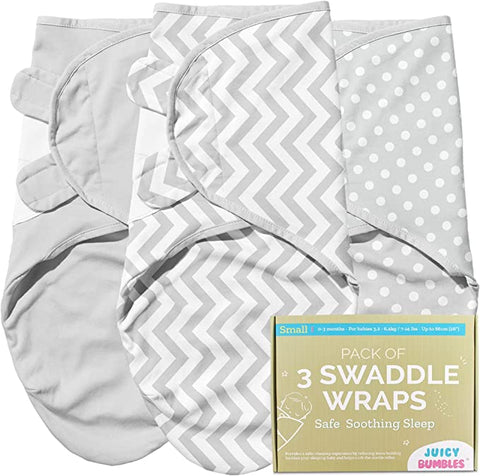 Baby Swaddle Wrap - Pack of 3 Swaddle Blankets - 100% Cotton OEKO TEX