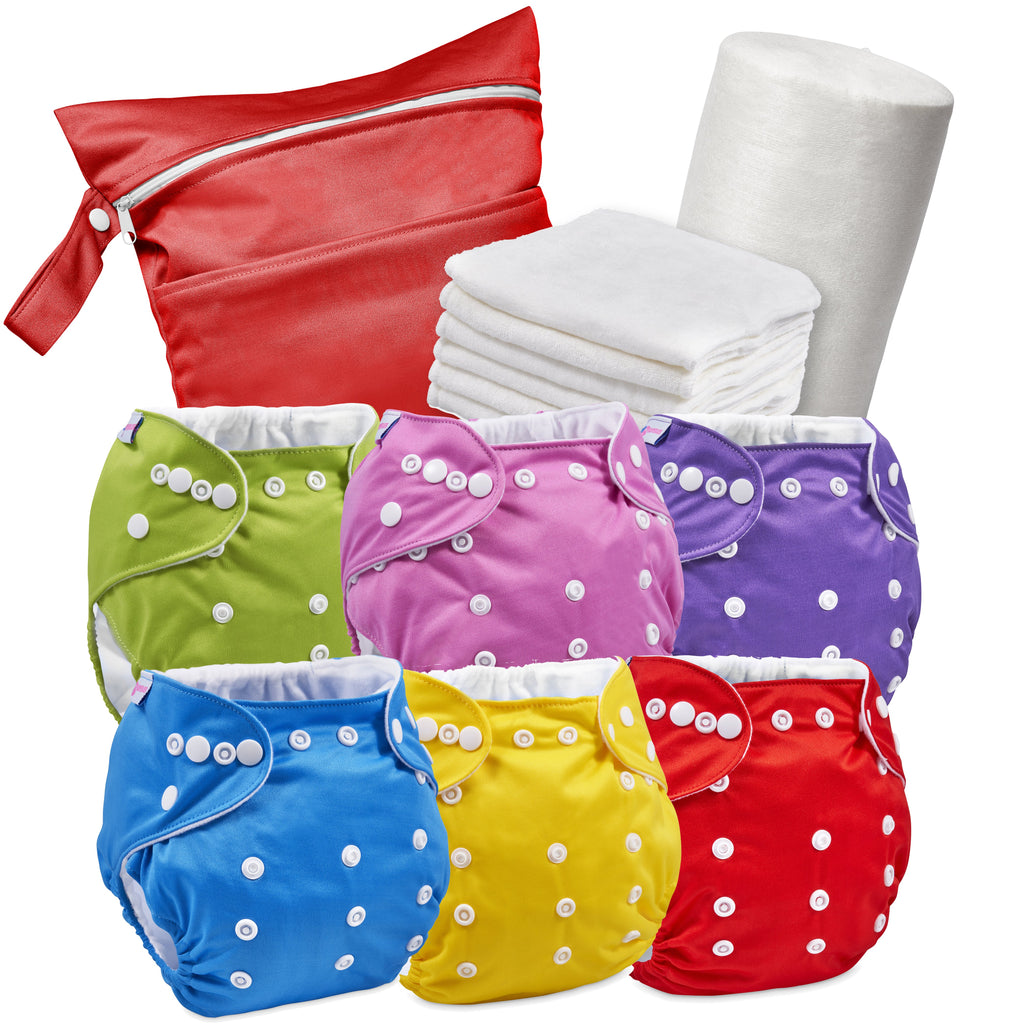 Coloured Reusable Nappy Kit with Bamboo Inserts