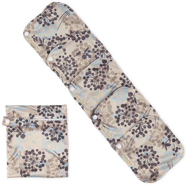 Reusable Bamboo Cloth Sanitary Pads with Absorbent Wings - Set of 5 with Bag