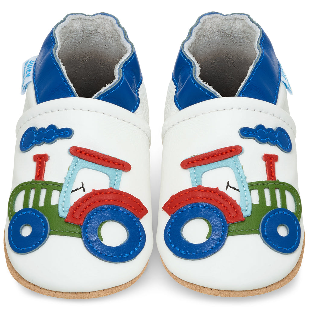 Baby Shoe White Tractor