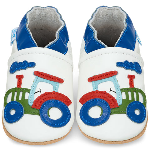 Baby Shoe White Tractor