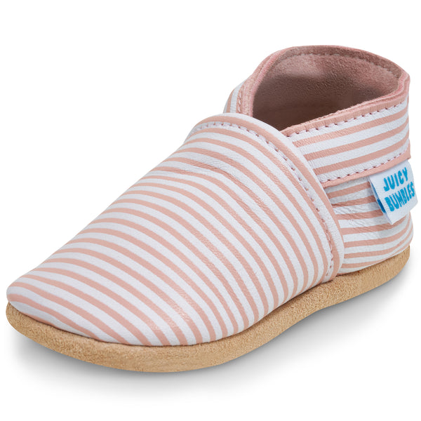 Baby Shoes Pink and White Stripes