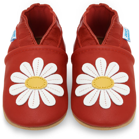 Baby Shoes Red Daisy