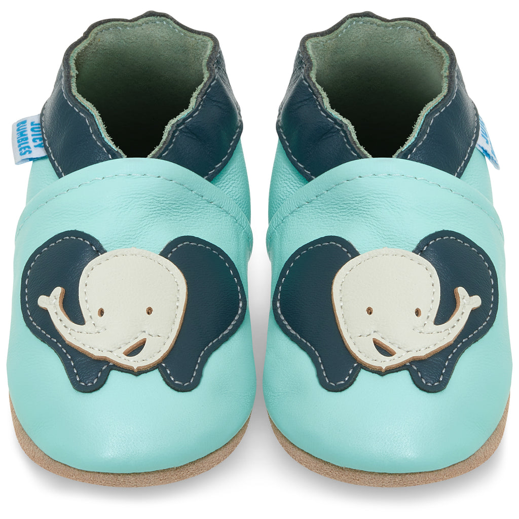 Happy Elephant Soft Leather Baby Shoes JuicyBumbles