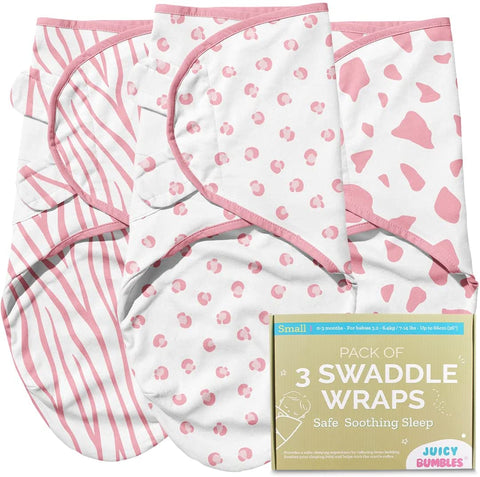 Baby Swaddle Wrap - Pack of 3 Swaddle Blankets - 100% Cotton